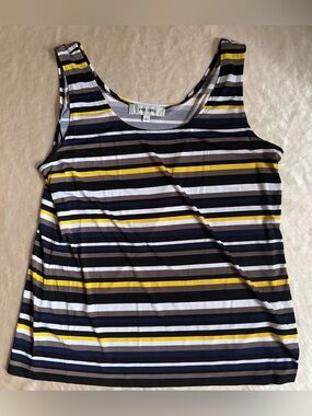 Jones Studio Striped Scoop Neck Sleeveless Knit Stretch Tank Top Women’s L